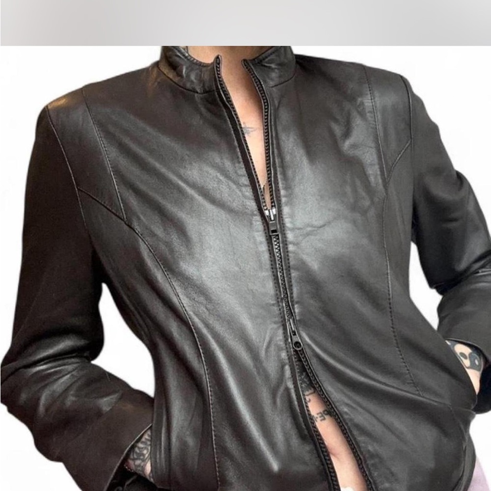 Euro Brown leather moto style jacket